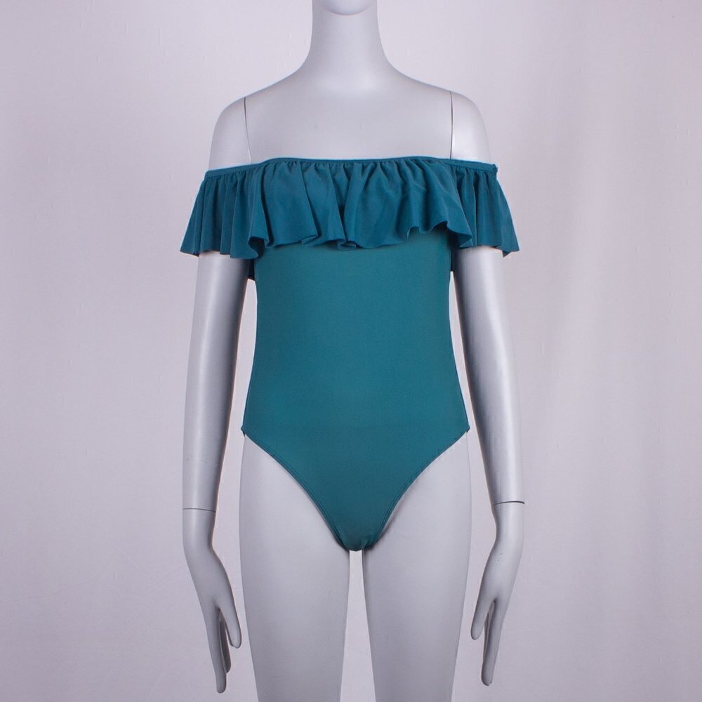 NWOT CABANA DEL SOL Resort Ruffle Off-The-Shoulder One Piece Swimsuit Size M